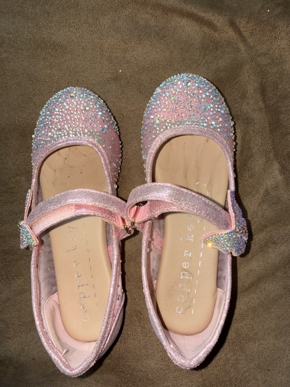 Copper Key Pink Glitter Butterfly Mary Jane Shoes - Picture 6 of 7